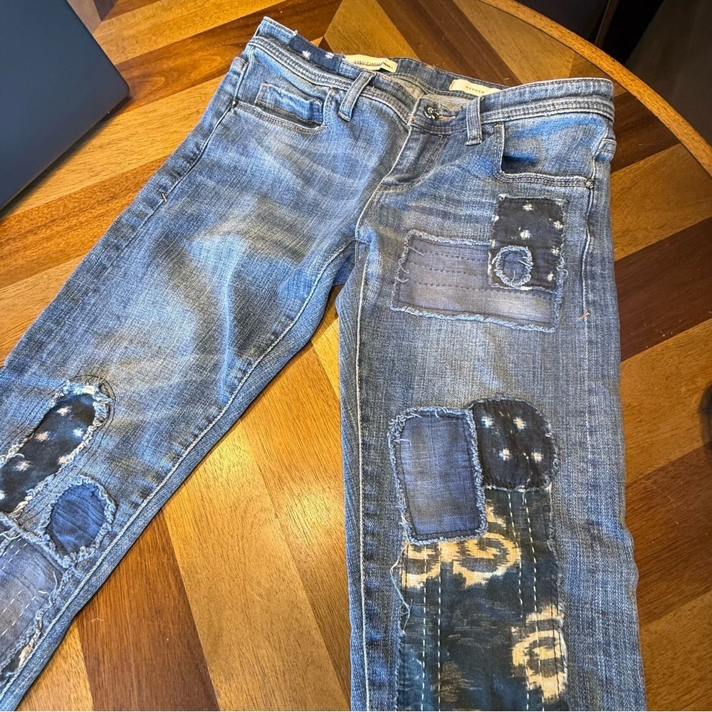 Pilcro and the Letterpress Patchwork Straight Leg Jeans - Blue and Black - Picture 4 of 9